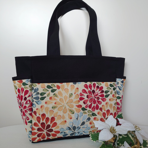 ꕤ受注製作ꕤ ゴブラン織 花火 サイドポケット 肩掛けトートバッグ