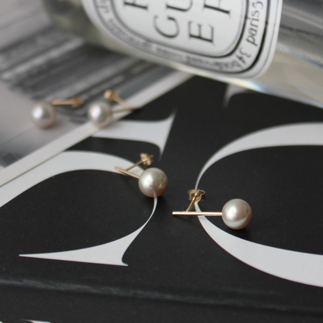 再販！[K10]　シンプルだけど個性的なk10とあこやパールピアス