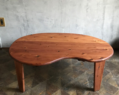 ビーンズローテーブル】100×75cm 豆型 折りたたみ脚 無垢材 ちゃぶ台