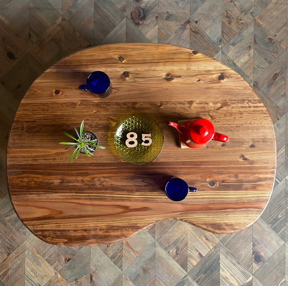 ビーンズローテーブル】100×75cm 豆型 折りたたみ脚 無垢材 ちゃぶ台