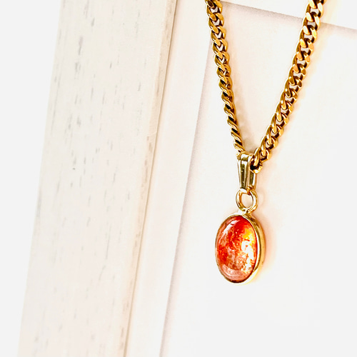 14kgf 宝石質サンストーンチャームネックレストップペンダントトップ