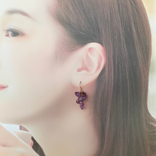 つぼみラベンダーアメジスト 14kgf ピアス