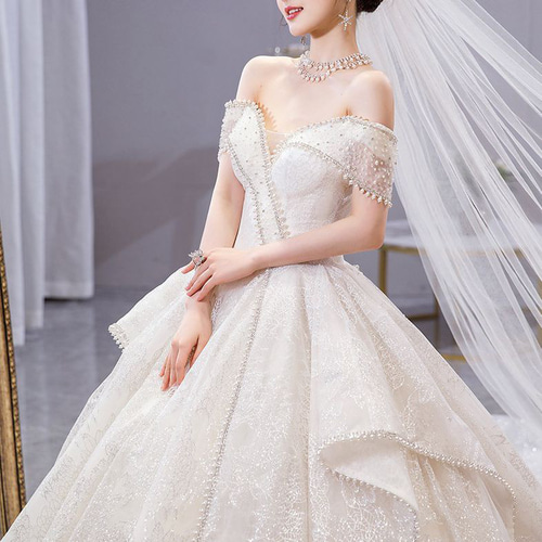 シアーな美しさ 高級ウェディングド レスオーダーメイド 手縫い  