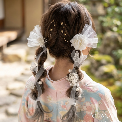 髪飾り ❤︎ガーリーなヘッドドレス❤︎ 卒業式 成人式 結婚式 七五三