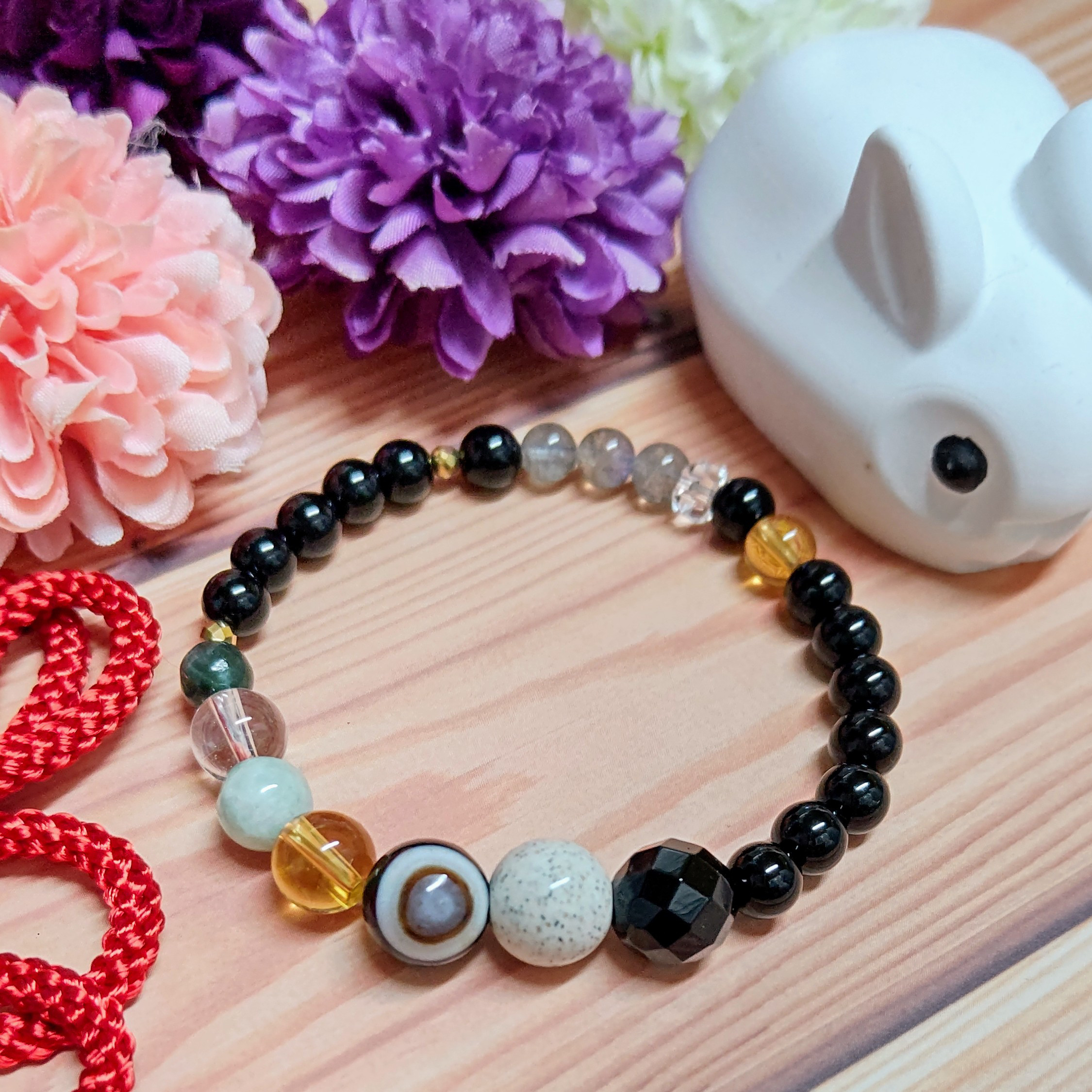 ２０２３年 卯年 守護石 翡翠 天眼石 北投石 オニキス シトリン セラフィナイト ラブラドライト ブレスレット 天然石