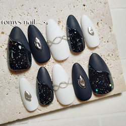 No.58/ブラック×ホワイトネイルチップ ネイルチップ（つけ爪） tomys