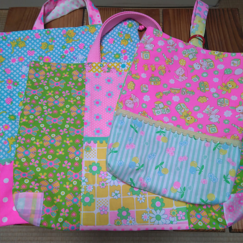セ8　入園入学準備ピンクスpinks手提げレッスンバック上履き入れ体操服袋女の子 送料無料 2入園入学準備ピンクス手提げ レッスンバック 上履き