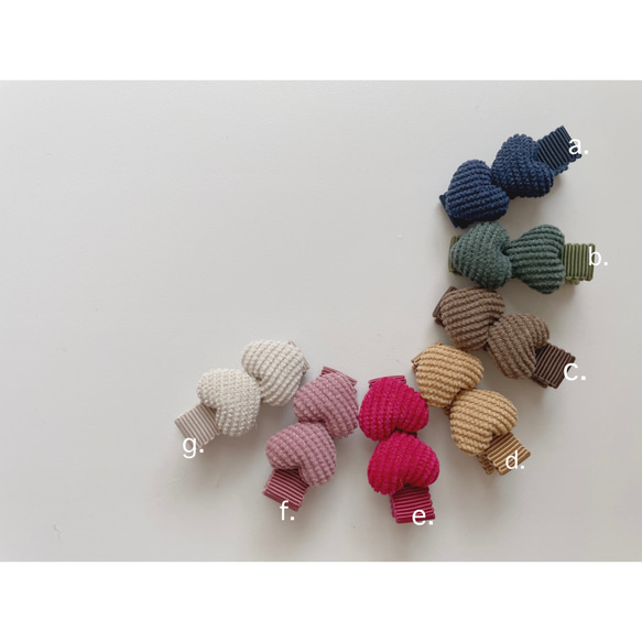 corduroy clip   キッズ　ベビー　出産祝い　ギフト　プレゼント　ヘアクリップ　ヘアアクセサリー　ピン 2枚目の画像