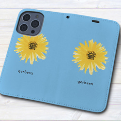 iPhone フラップ無し手帳型ケース ★gerbera・イエロー 4枚目の画像