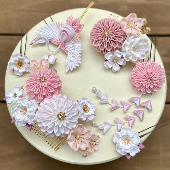 ちょっちゃんさま専用 七五三髪飾り芝桜色×白色6-65.薄桃色×薄藤色6-66