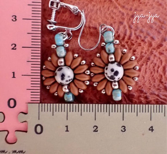 beads earrings ＊ turquoise ダルメシアンジャスパー 5枚目の画像