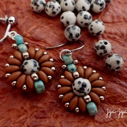 beads earrings ＊ turquoise ダルメシアンジャスパー 1枚目の画像