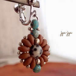 beads earrings ＊ turquoise ダルメシアンジャスパー 3枚目の画像