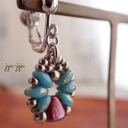 Nib-Bit beads earrings - turquoise 艶赤 3枚目の画像