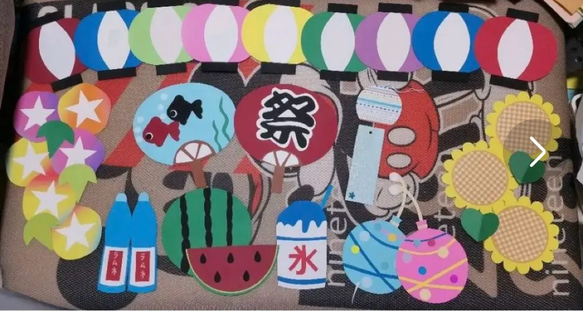 大きめ夏祭り27点セット 壁面飾り 型紙 桃🍑 通販 15244190｜Creema  