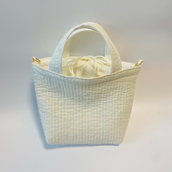 イブル ハンドメイド トートバッグ ショルダーバッグ 巾着 ホワイト ヌ 