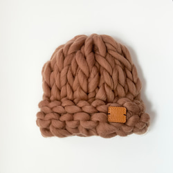 ビスケットがワンポイント！チャンキーニット帽　＜大人も被れる＞ 韓国で流行中♩羊毛フェルトのようなふわふわ感が心地良い 12枚目の画像