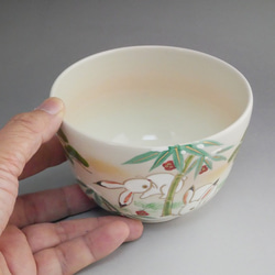 ◆商品番号　12833　干支卯松竹梅抹茶茶碗　香菊 6枚目の画像