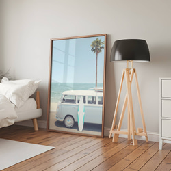 アートポスター サーフィン ワーゲンバス レトロ カリフォルニア ビーチ ヤシの木 夏 海 西海岸風 4601 10枚目の画像