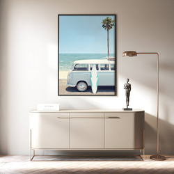 アートポスター サーフィン ワーゲンバス レトロ カリフォルニア ビーチ ヤシの木 夏 海 西海岸風 4601 14枚目の画像