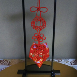 かりろく（掛け香）松竹梅 鶴 赤（wall-hanging incense bag)　 4枚目の画像