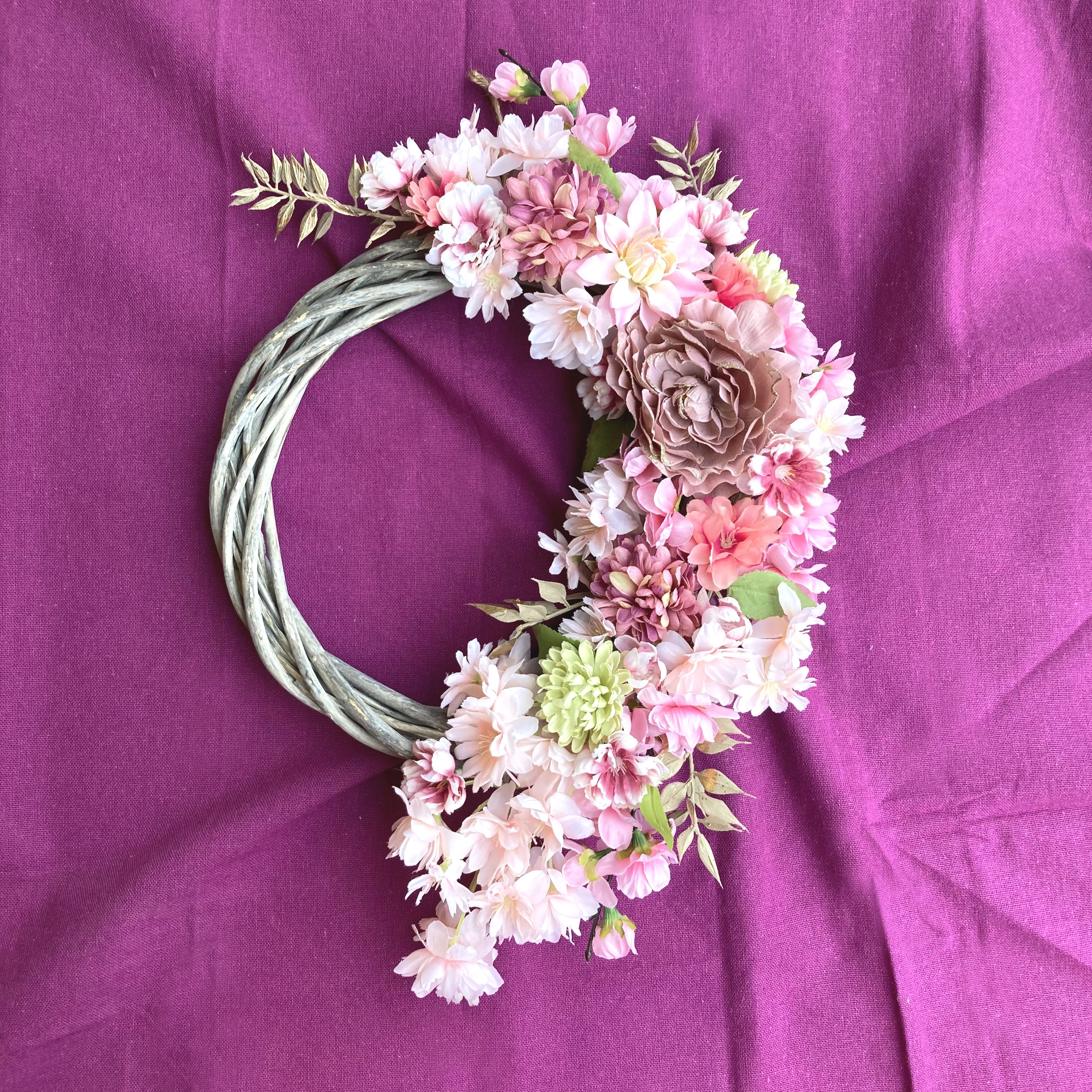 ラスト１点／選べるオプション♪【ひな祭り・おひなさま】桃と桜のリース ー雛人形・受注制作