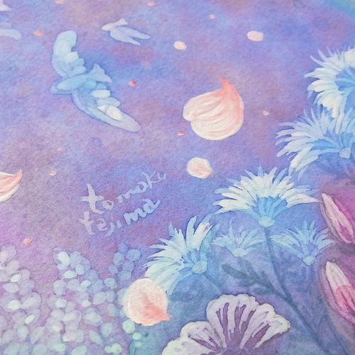 原画）青藍の世界【水彩画】絵画 インテリアにおすすめ