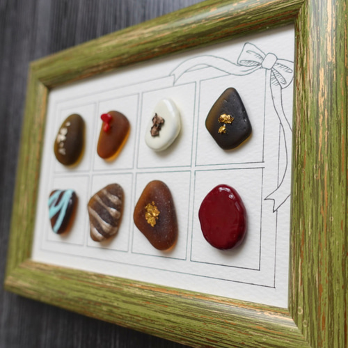 【むぎちょこ】オーダー1作品❀　シーグラスアート むぎちょこ様専用】オーダー1作品❀ シーグラスアート 暑 キャラメル様