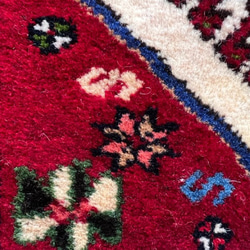 ヤラメ絨毯【40×40】No.13　トライバルラグ・民族系・部族・チェアマット・ベンチ 6枚目の画像