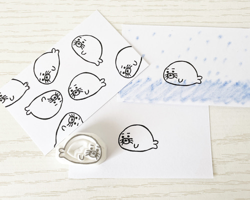 アザラシの消しゴムはんこ #58 はんこ・スタンプ こぶたのおみせ