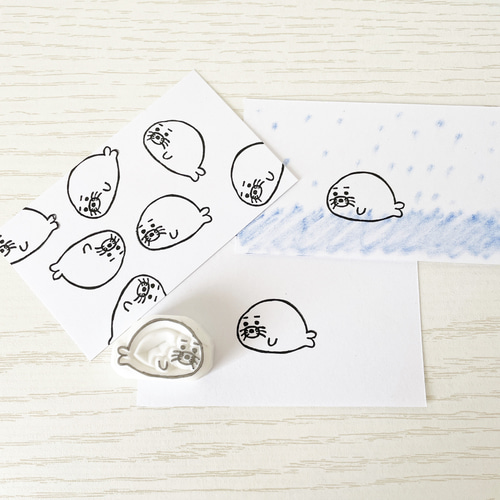 消しゴムはんこ　ゆきページ アザラシの消しゴムはんこ #58 はんこ・スタンプ こぶたのおみせ