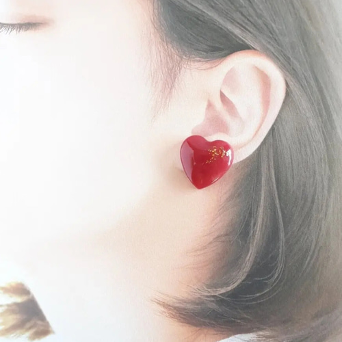 再販】ラズベリーチョコレートみたいなハートイヤリング/ピアス 