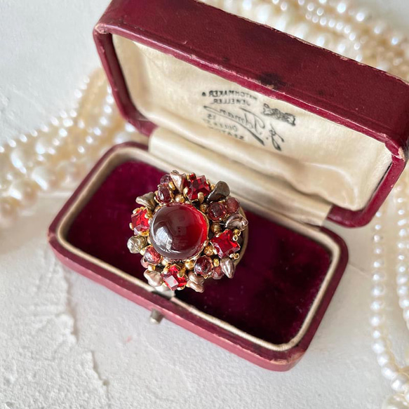 大金黃榴石石榴石戒指（戒指）寶石品質圓珠戒指母親節禮物 第1張的照片
