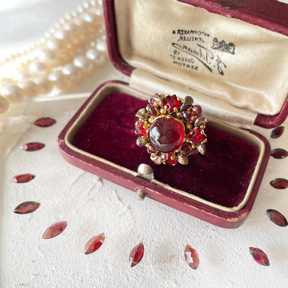 大金黃榴石石榴石戒指（戒指）寶石品質圓珠戒指母親節禮物 第2張的照片