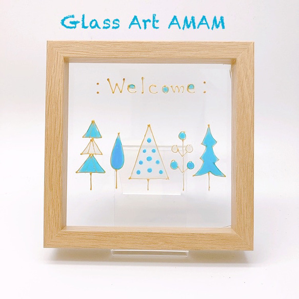 AMAM ガラス プレート スカイブルーの森 2枚目の画像
