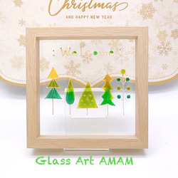 AMAM ガラス プレート リーフグリーンの森 3枚目の画像