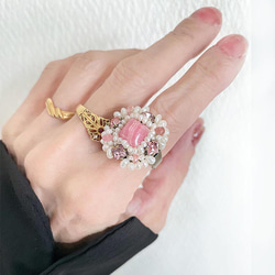 印加玫瑰戒指大容量戒指天然石均碼珠戒指（戒指）七月生日石 第6張的照片