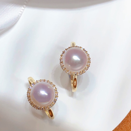 高級】あこや真珠 ダイヤモンド付きリングk18 指輪・リング パール  