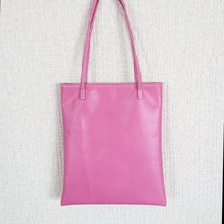 小さめトートバッグ ピンク 本革手縫い [送料無料] 4枚目の画像
