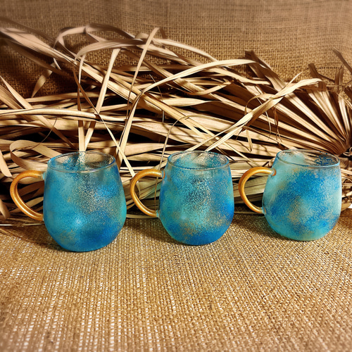 だいにぐるーぷ　インチキくじ　3等　岩田のビールジョッキ　シール付き okinawan blue(ターコイズブルーミックス)/ミニビールジョッキ