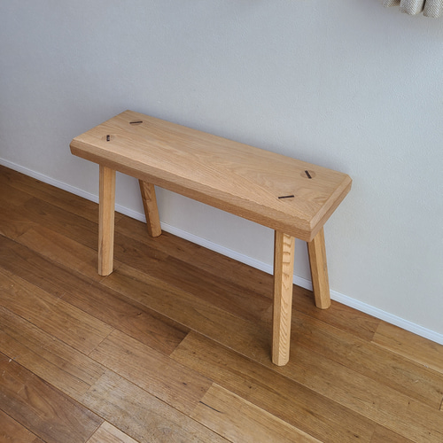 美しい一枚スツール タモ 八角脚 ベンチ サイドテーブル 無垢 木製