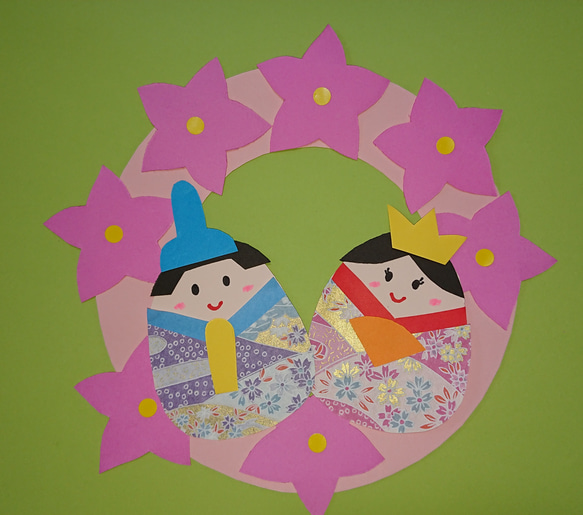 再販(3)送料無料、お雛様リース飾り製作キット、8人分1セット