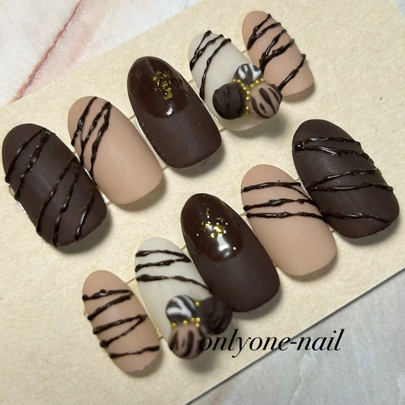193】バレンタイン♡トリュフネイル♡チョコレート♡スイーツ ネイル