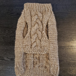 犬服♪Lサイズざっくりとしたアラン模様の手編みセーター 2枚目の画像