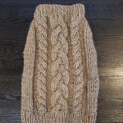 犬服♪Lサイズざっくりとしたアラン模様の手編みセーター 1枚目の画像
