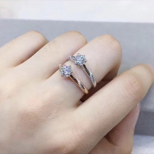 0.5カラット】輝くモアサナイト ダイヤモンド リング k18PG 指輪  