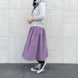 コーデュロイのギャザースカート くすみライラック フレアスカート and