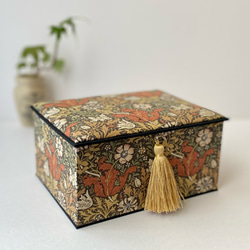 マスクボックス　アクセサリーケース　小物収納ケース　ウィリアムモリス　コンプトン　布箱　カルトナージュ 9枚目の画像