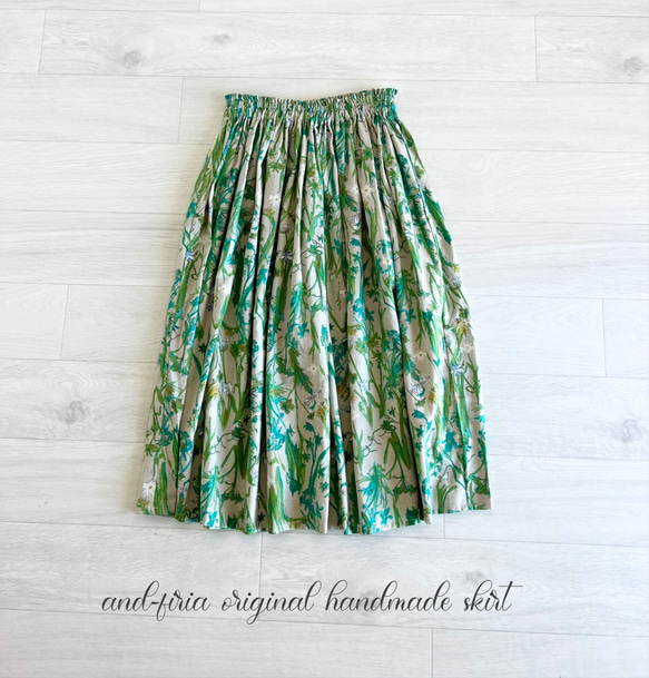 ボタニカルグリーンガーデンのギャザースカート 7枚目の画像