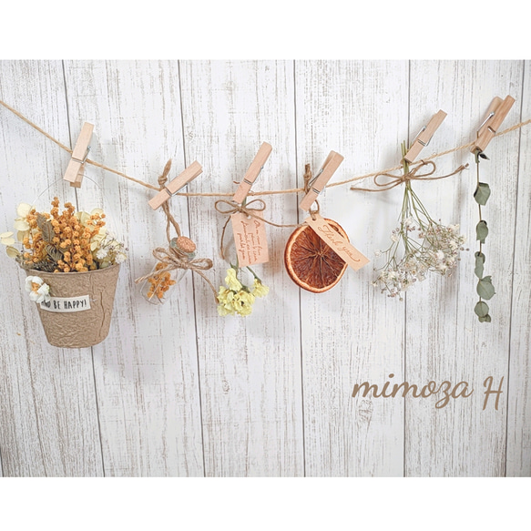 H.ミモザ、ドライフラワーガーランド ♡スワッグ♡インテリア雑貨